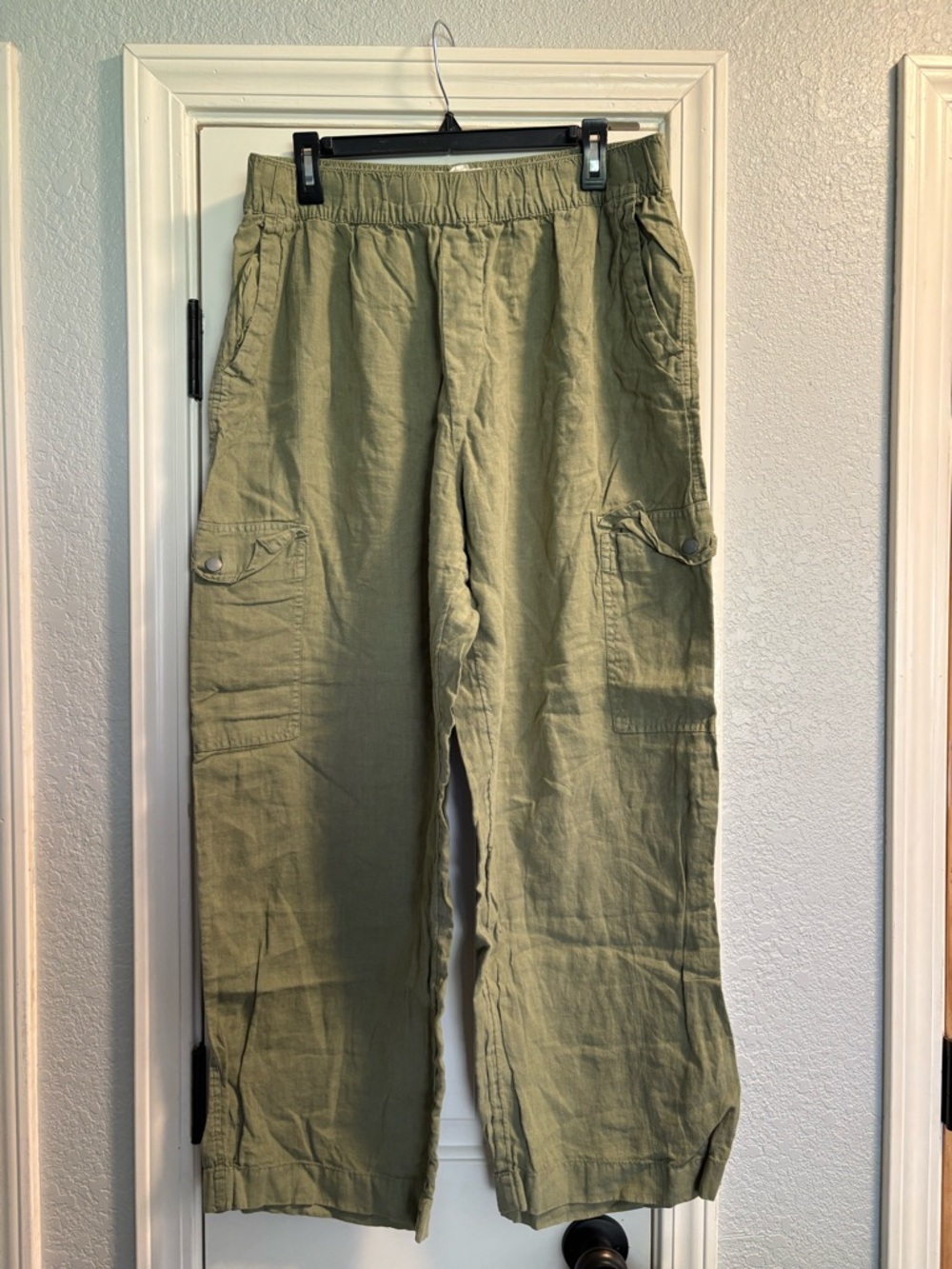 C&C California Women's Olive Green Cargo Linen Pants XL